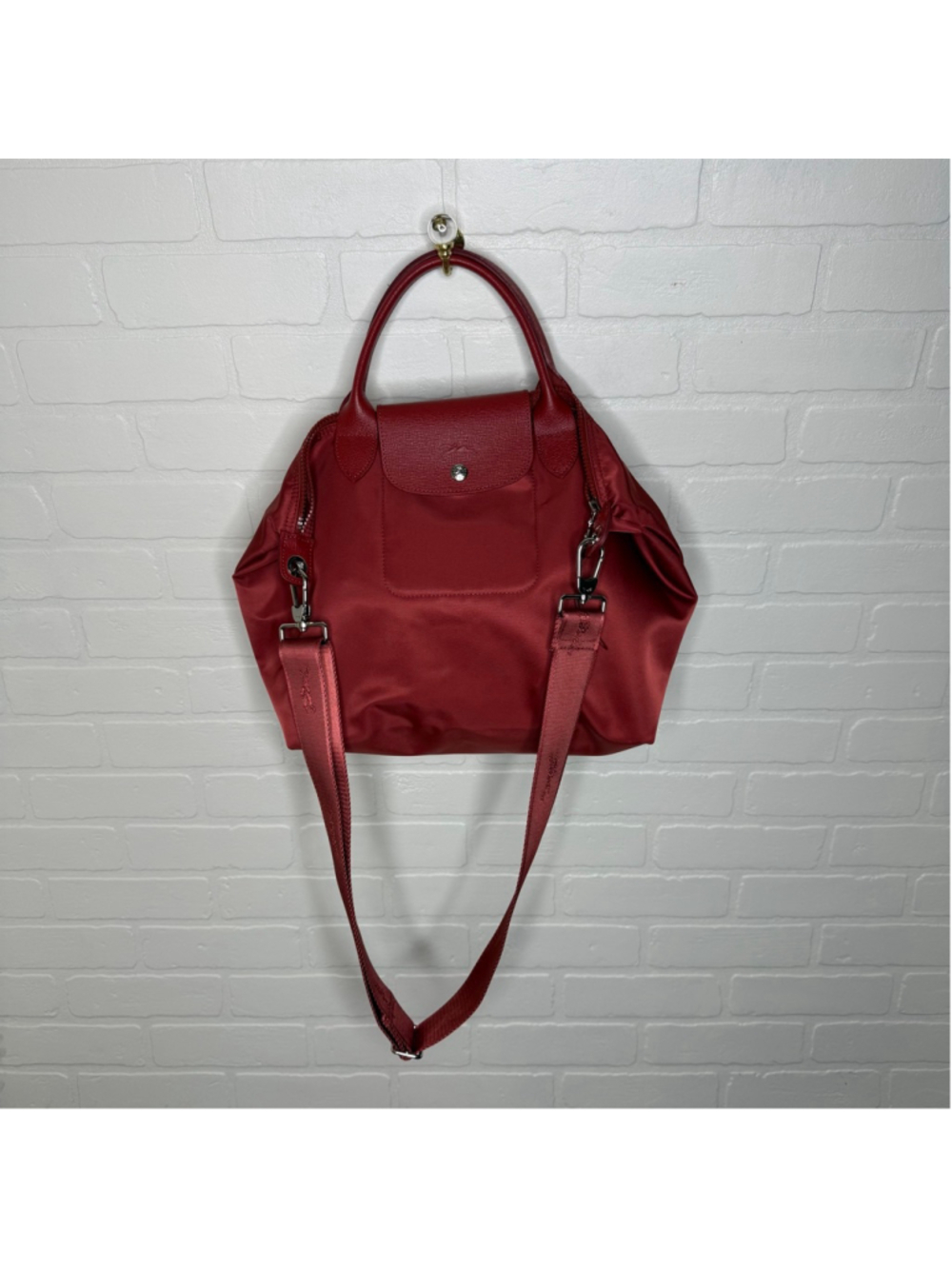 Longchamp Le Pliage Neo 18-inch Nylon Travel Large Shoulder Tote Red - Picture 3 of 12
